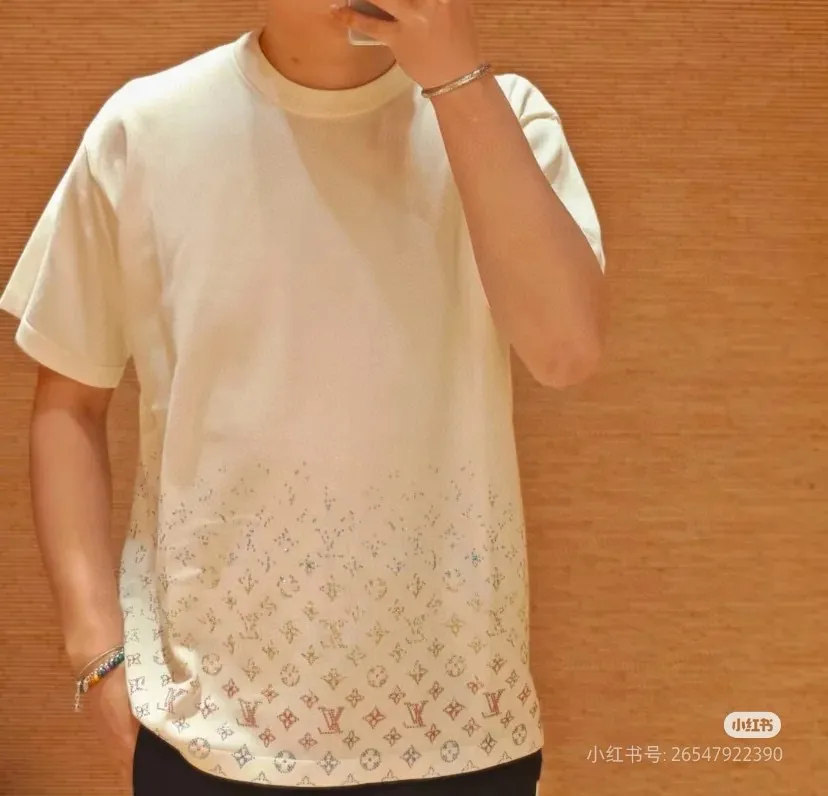 Louis Vuitton/Louis Vuitton 25ss gradient old flower diamond knitted short sleeves
